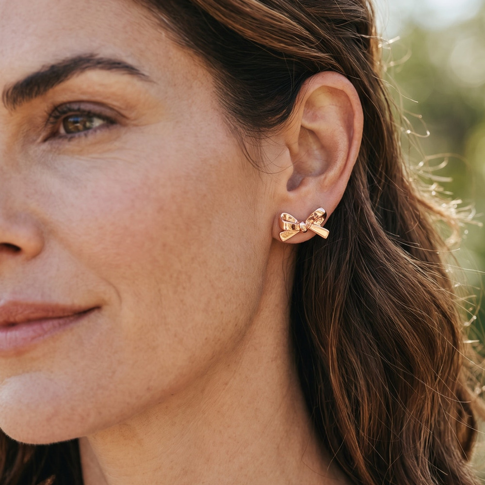 Kate Spade New York Bow Stud Earrings Rose Gold Tone Polished Jewelry